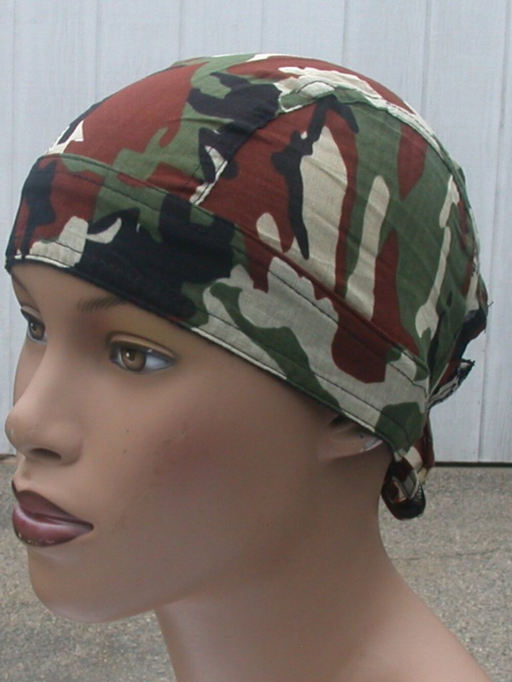 Biker Camo Du-Rag GREEN BLACK BROWN Cotton Motorcycle Skull Cap